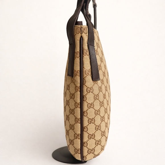 Gucci GG Canvas Messenger Crossbody Bag Brown Leather Trim Adjustable Strap - Picture 3 of 8